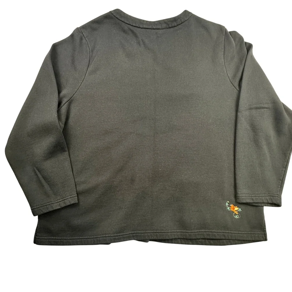 Breckenridge Women's 3X Black Embroidered Birdhouse Leaf Cardigan Sweatshirt - Picture 11 of 15